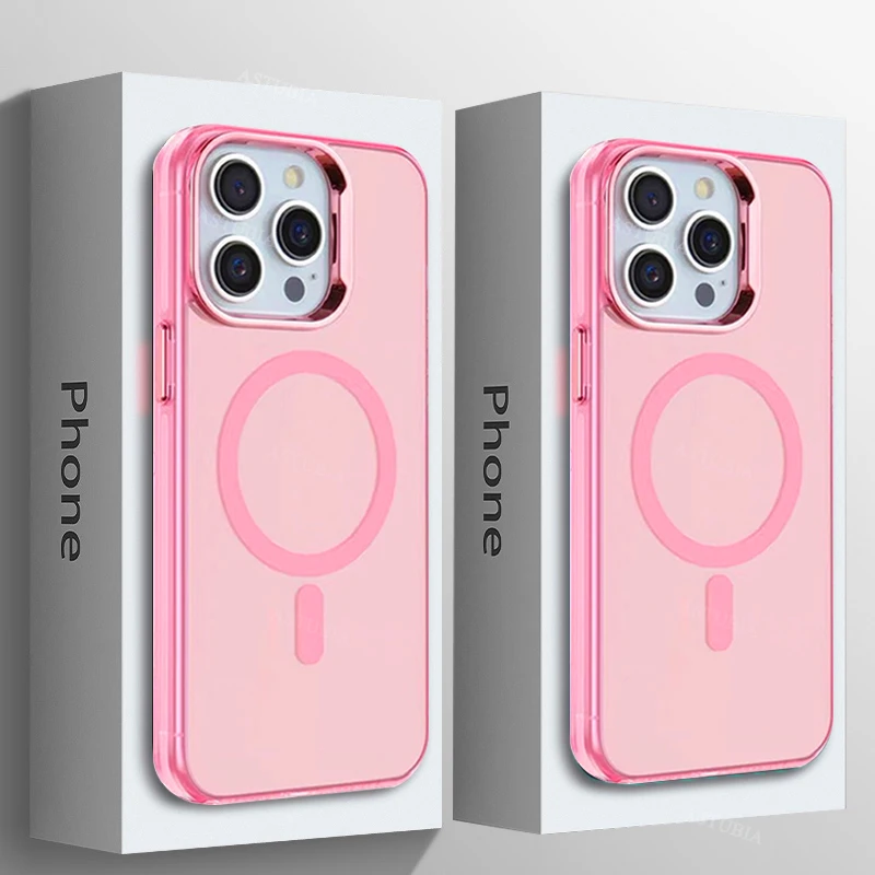 Moda kaplama lazer Renkli Manyetik Buzlu Kasa İPhone 15 13 11 14 12 12 Pro Max 15 Plus Magsafe Silikon Sert Arka Kapak