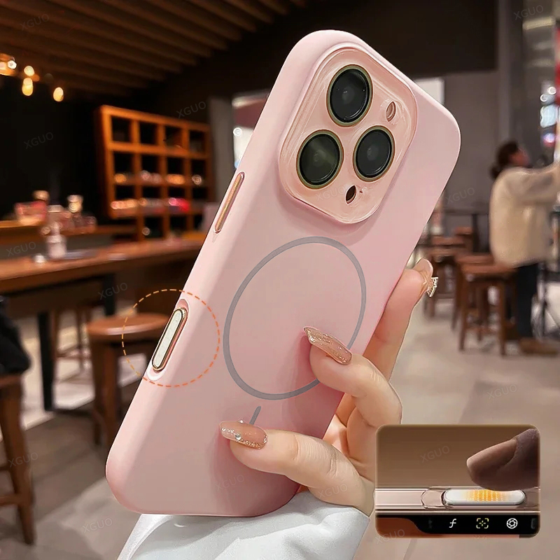 Moda sıvı silikon tam cam lens iPhone için manyetik kasa koruyun 16 15 14 13 11 Pro Max 16 Plus Magsafe Yumuşak Kapak