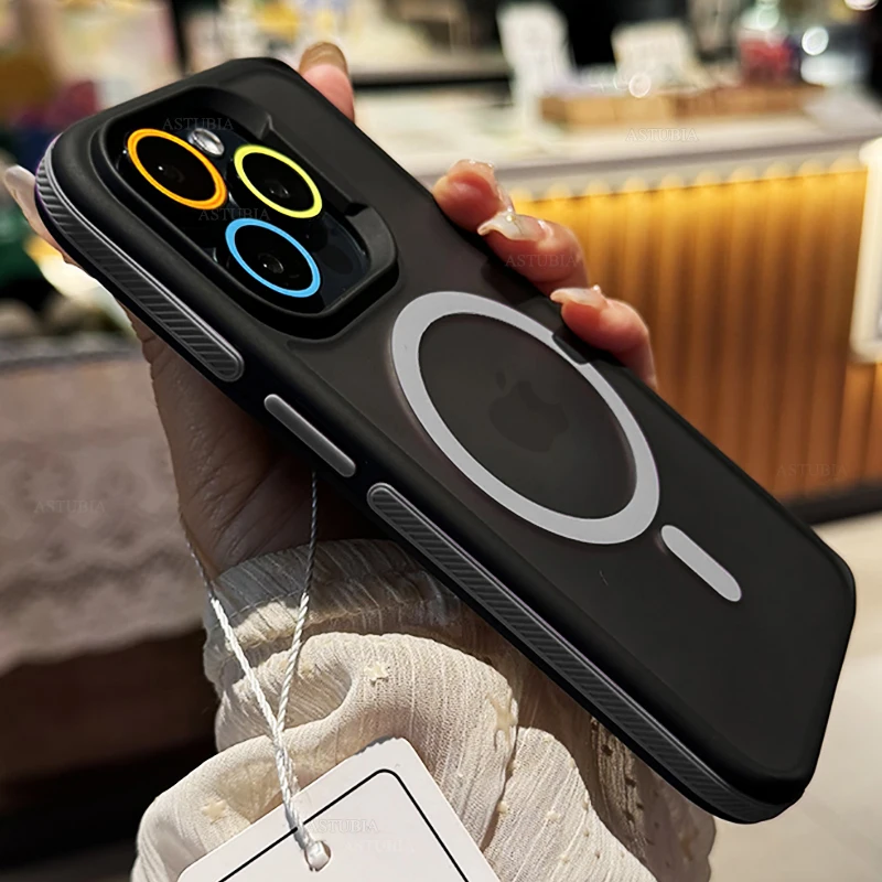 İPhone 15 16 14 13 12 11 Pro Max 15 Plus Magsafe Kablosuz Şarj Kapağı için Yeni Lüks Bicolor Matte Manyetik Yarılık Kılıfı