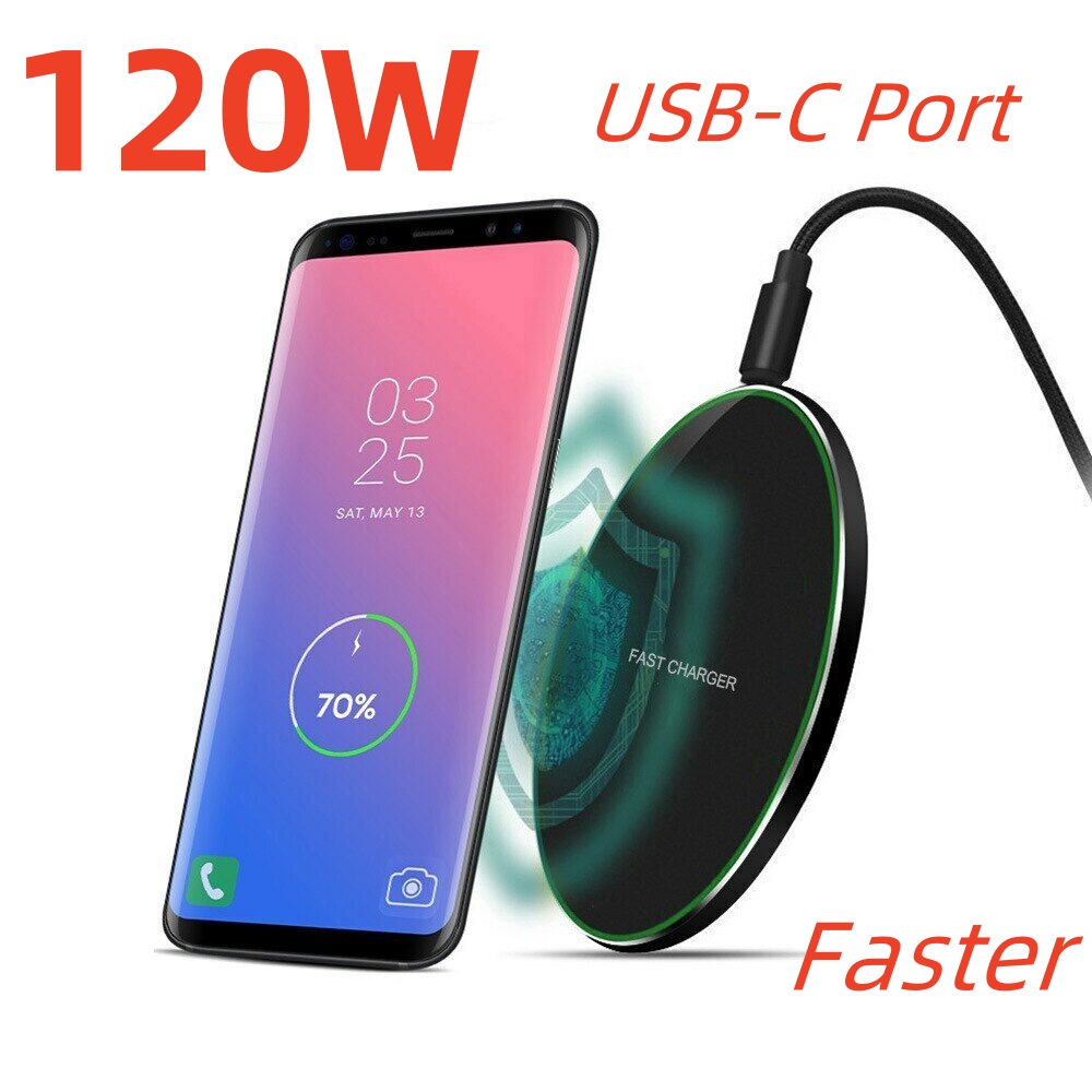 İPhone için 120W Hızlı Kablosuz Şarj Cihazı 15 14 13 12 11 Masaüstü Kablosuz Şarj Pedi Samsung S22 S21 S20 Huawei P40 P30 P20