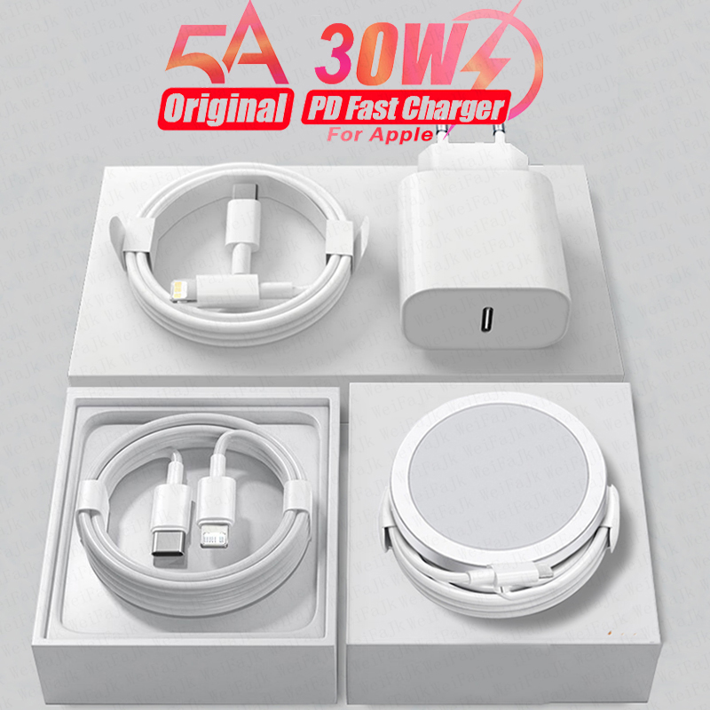 Apple Magsafe için Kablosuz Şarj Cihazı için İPhone 14 13 12 11 15 16 Pro Max Mini X XS XR Plus Hızlı Şarj Tip C Yıldırım Kablosu