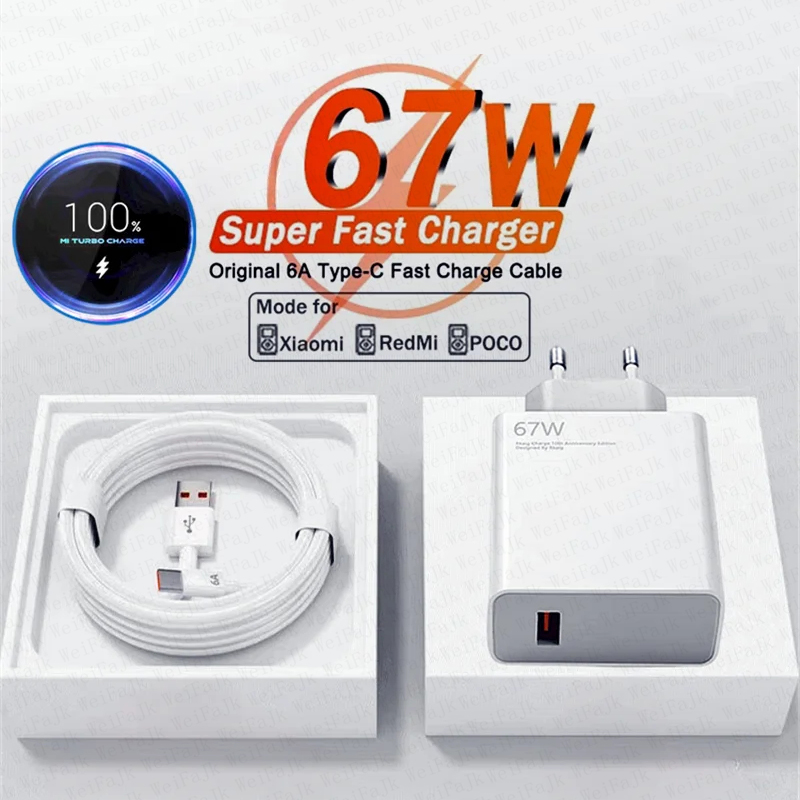 67W GAN ORİJİNAL USB Tip C Hızlı Şarj Cihazı Xiaomi 14 13 12 Ultra Redmi Samsung Huawei OnePlus Poco Turbo Hızlı Şarj Kablosu