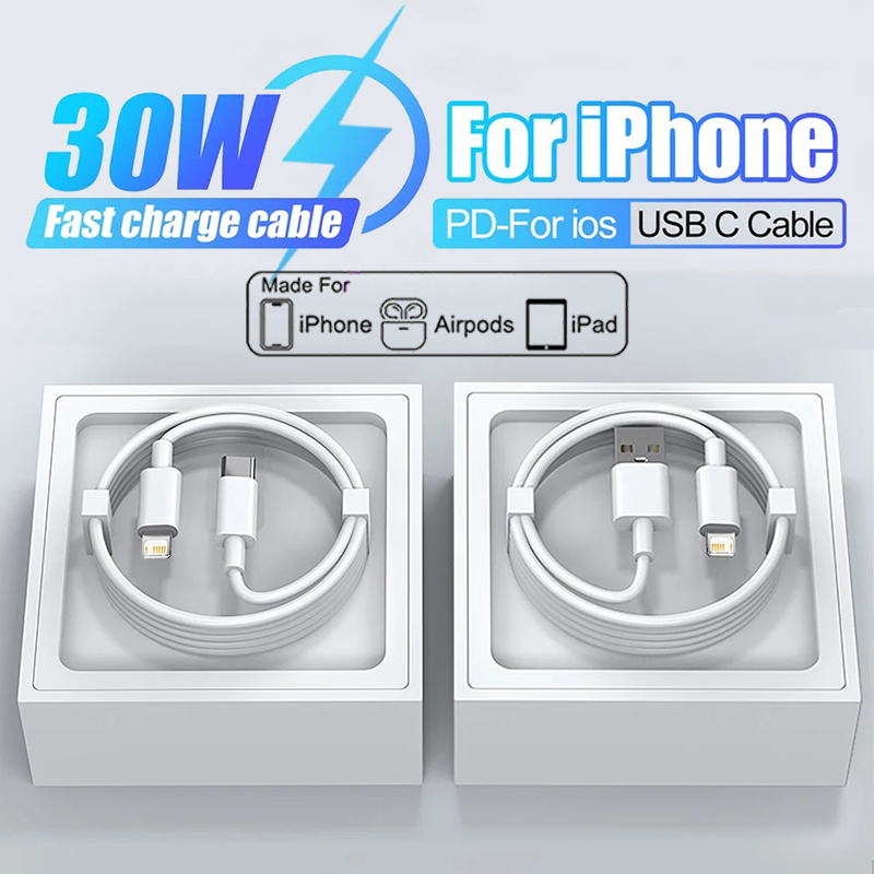 Apple Orijinal 30W Hızlı Şarj Kablosu için İPhone 14 13 12 11 15 16 Pro Max x Xs XR 8plus USB Tip C Lightnings şarj kablosu