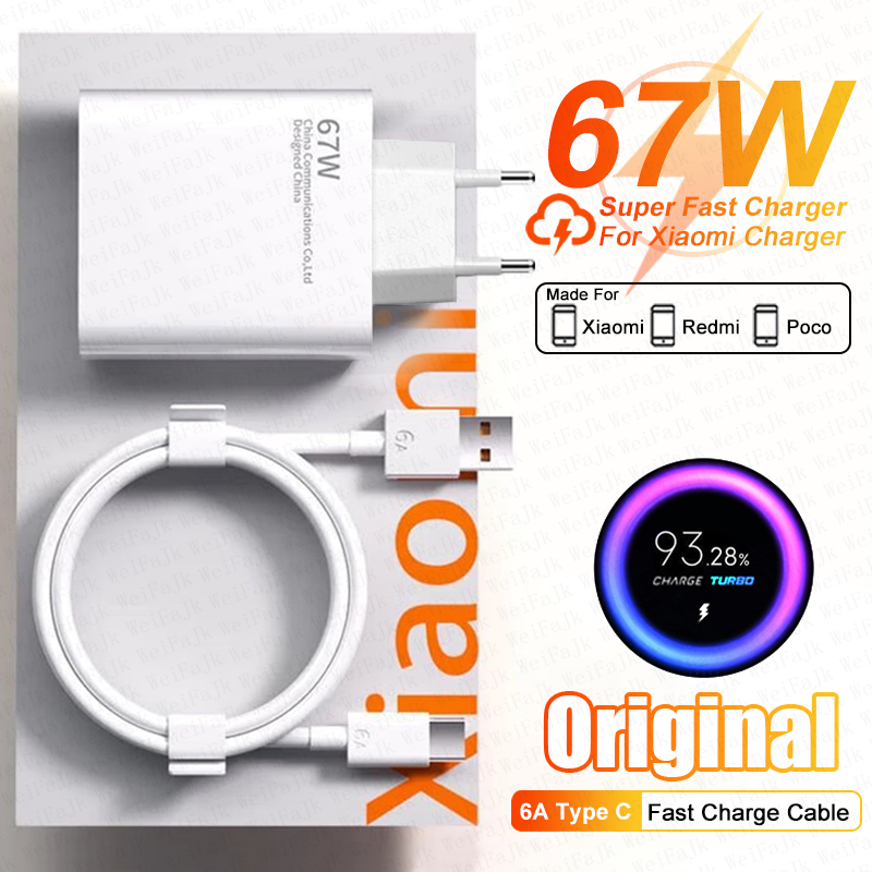 Orijinal 67W USB Şarj Cihazı Xiaomi Mi 14 13T 12T 11 Ultra Redmi Not 13 12 Pro Turbo Charge Samsung Tip C Hızlı Şarj Kablosu
