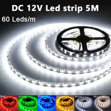 LED şerit ışığı 5m 300leds SMD2835 12V Beyaz Sıcak Kırmızı Yeşil Mavi RGB Luces Oda Deco için LED Işık Su Geçirmez Esnek Lamba Bandı