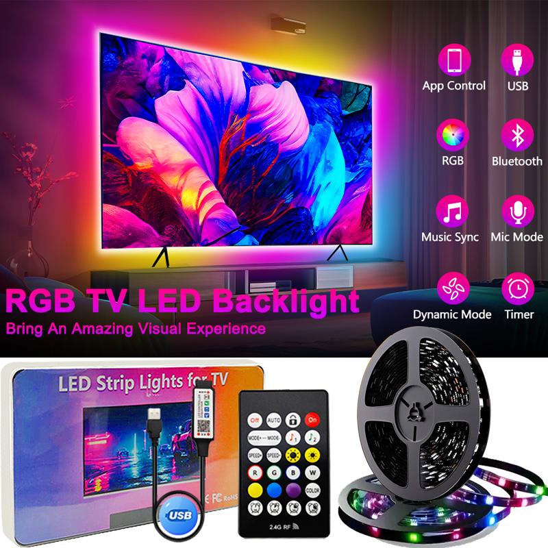 50-75 inç USB LED STRIT LIGHT APP uzaktan kumandası için TV LED arka lambası, oyun odası ortam ışığı için LED ışık
