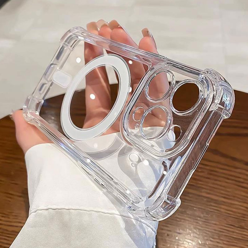 Lüks Magsafe Şok geçirmez iPhone 16 15 14 13 12 11 Pro Max Plus Manyetik Kablosuz Şarj Şeffaf Arka Kapak