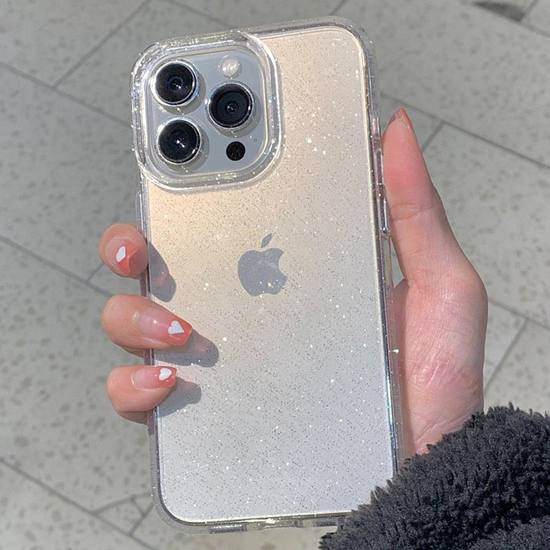 Lüks Bling Glitter iPhone için Net Telefon Kılıfı 11 12 13 14 15 16 Pro XR XS Max Mini 7 Plus Şok geçirmez yumuşak şeffaf kapak