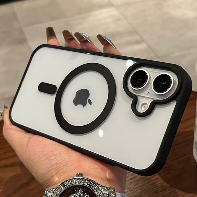 İPhone 11 12 13 14 15 16 Pro Max Mini Plus Manyetik Kablosuz Şarj Tampon Kılıfları için Lüks Magsafe Şeffaf Kılıf Kapak