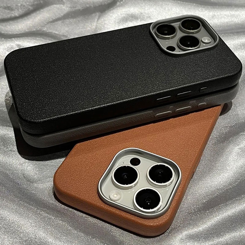 İPhone için lüks mat deri silikon telefon kasası 11 12 13 14 15 16 Pro Max Plus XS MAX XR Yumuşak Koruma Şok geçirmez Kapak