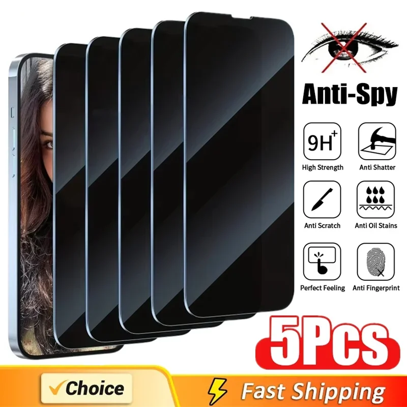 5pcs Tam Kapak Gizlilik Ekran Koruyucu İPhone 16 11 12 13 14 Pro Max Mini 8K İPhone 15 Pro 15 Pro XR X XS MAX için Casus Anti Cam