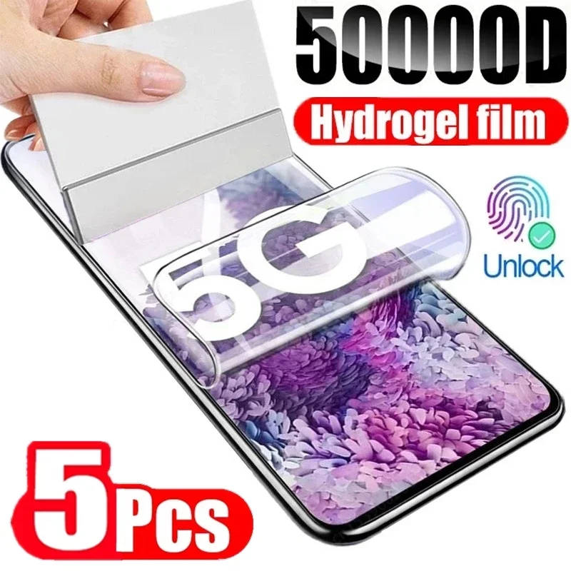 Samsung S21 S23 S22 Ultra S24 S8 S9 S10 Plus S21FE ekran koruyucusu Galaxy Note 20 Ultra 10 Plus S10E için 5pcs Hidrojel Film