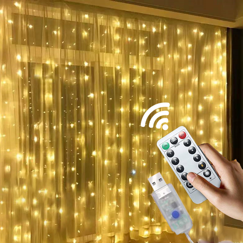 3M LED perde ipi Işık Noel Peri Işıkları Düğün Evi Bahçesi Dekorasyonu için Çelenk Icıyla Işıklar