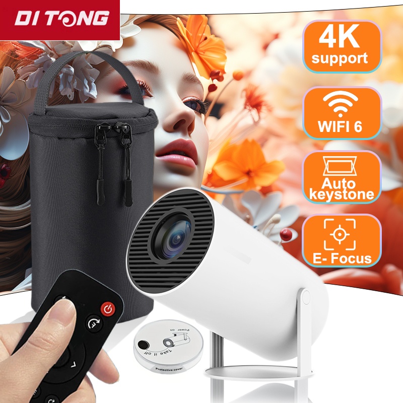 Ditong Hy300 Plus Projektör Android 4K 1280*720p Çift WiFi 300ansi Video Sineması Açık Mekan Taşınabilir Ev HD LED HY300 Pro Projetor