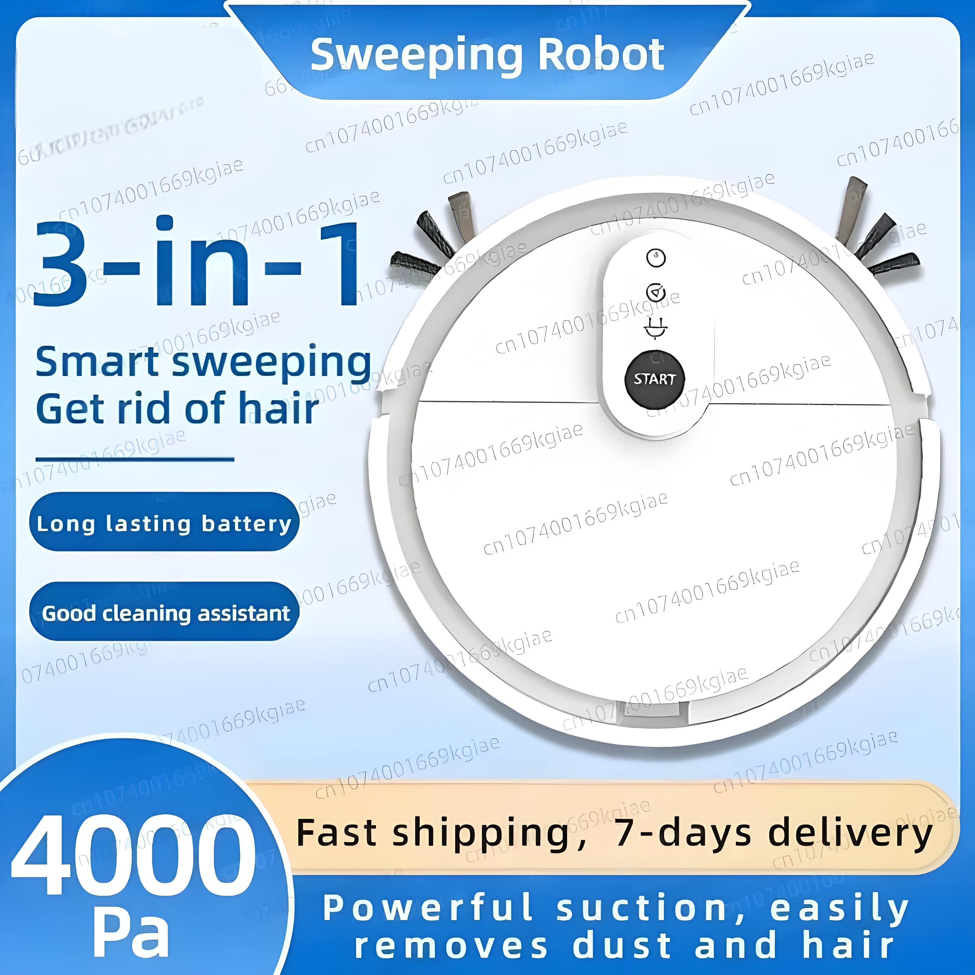 Yeni 3 Arada 1 Akıllı Süpürme Robotu 400PA Ev Temizlik Makinesi Pet Saç Temiz Makinesi Süpürme ve Kilpe Zemin Halı