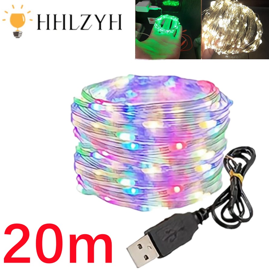1m/10m/20m LED USB String Lights Bakır Gümüş Tel Çelenk Noel Düğün Dekorasyonu için Işık Su Geçirmez Peri Işıkları