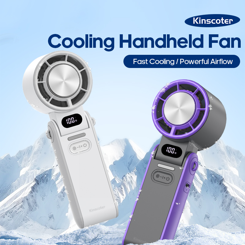 Kinscoter dış mekan katlanabilir taşınabilir el fan mini soğutma şarj edilebilir 3600mAh 100 seviyeli ücretsiz kontrol yüksek hızlı turbo fan