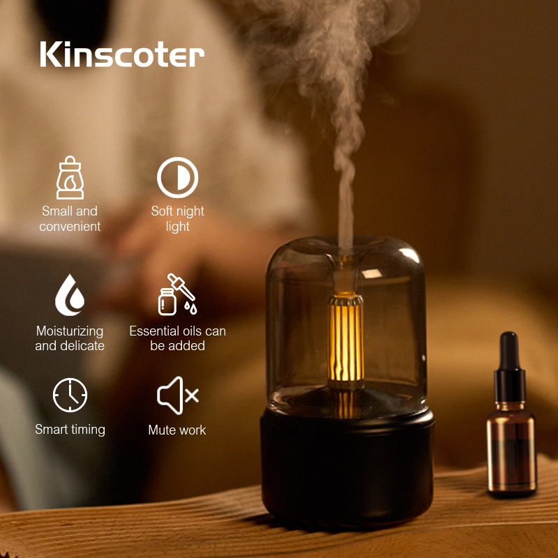 Kinscoter Aromaterapi Esansiyel Yağı Koku Difüzörü, Elektrikli USB Aroma Difüzör, Mini Yatak Odası Ultrasonik Hava Nemlendiricisi