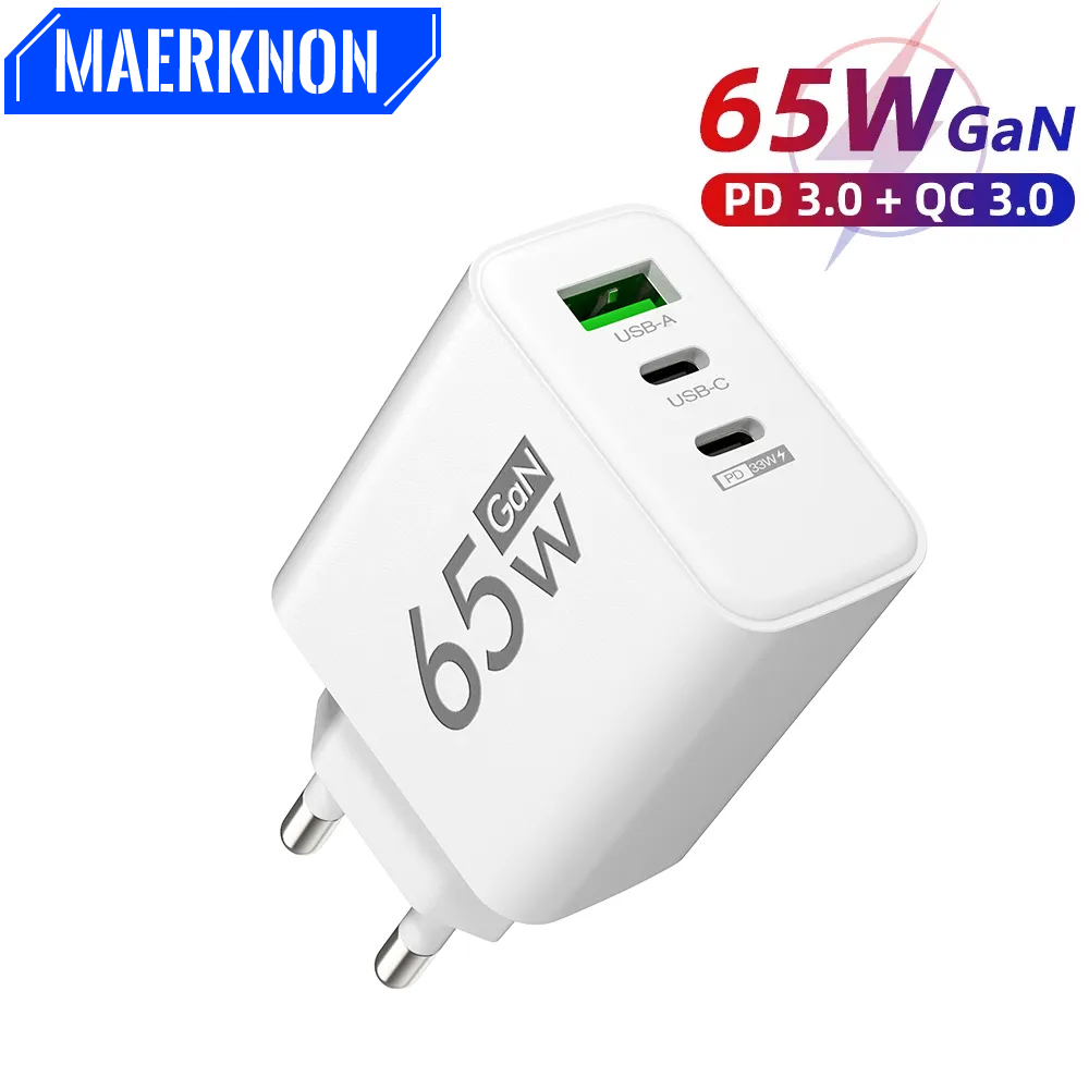 PD 65W USB C Şarj Cihazı Gan Charger Hızlı Şarj 3.0 İPhone 15 için C Tip Telefon Adaptörü 14 Samsung Xiaomi 3 bağlantı noktası Hızlı Duvar Şarj Cihazı