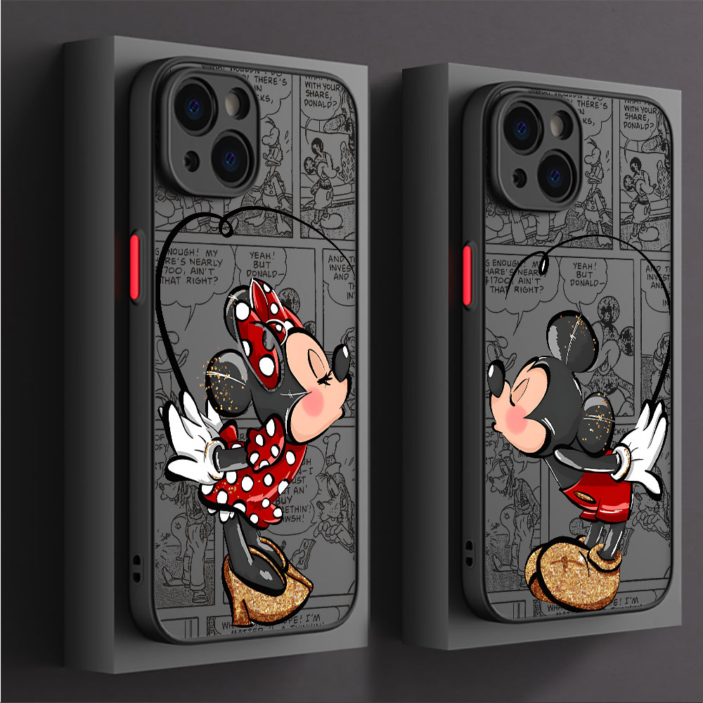 Disney Mickey Minnie Apple iPhone 15 16 Pro Max 13 14 Plus 12 Mini 11 Pro XR 8 SE 7 6S XS Max Mat Kapak
