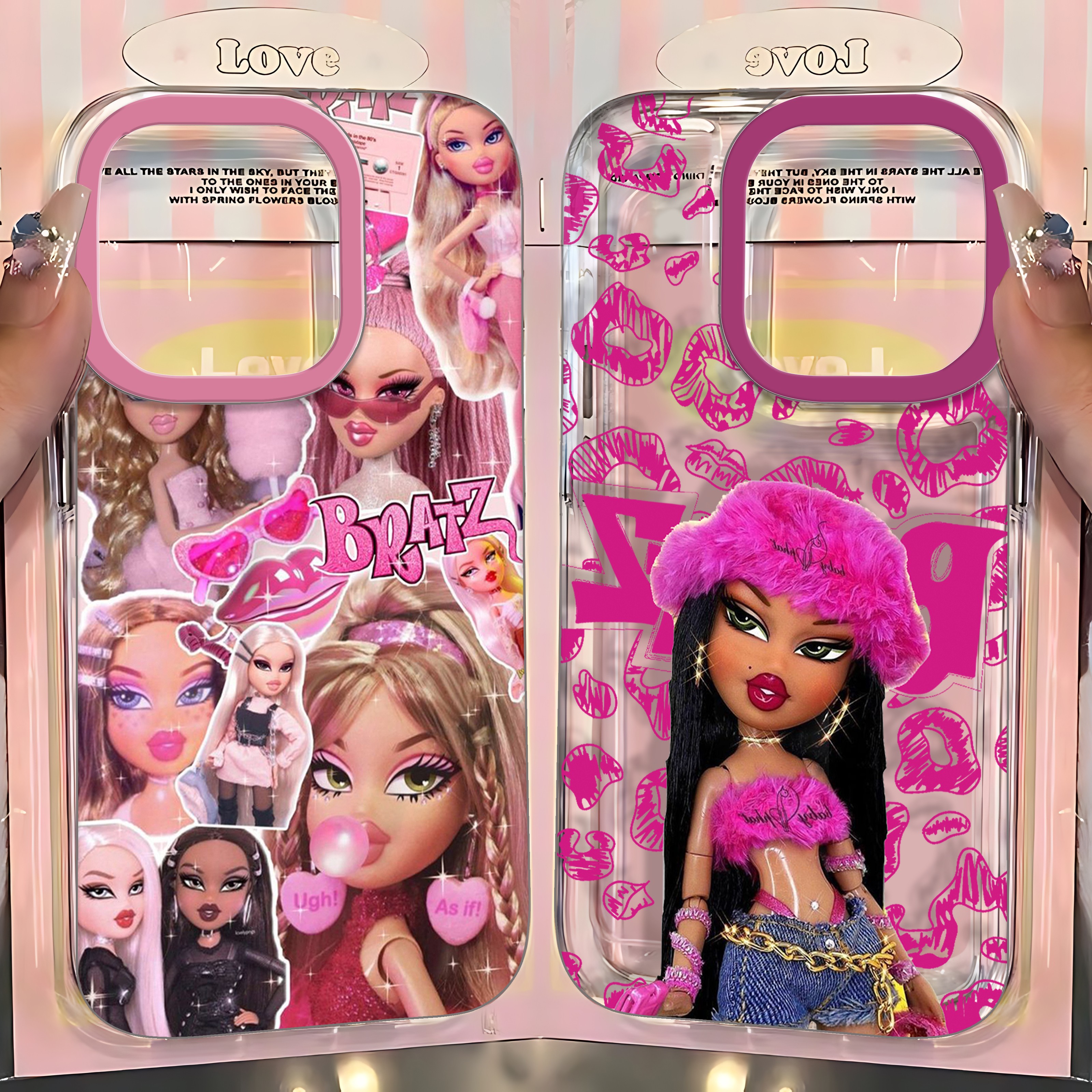 Moda güzel bebek bratz iPhone 11 12 13 14 15 16 Pro Max Mini X XS XR 7 8 Plus SE2020 Clear Cover