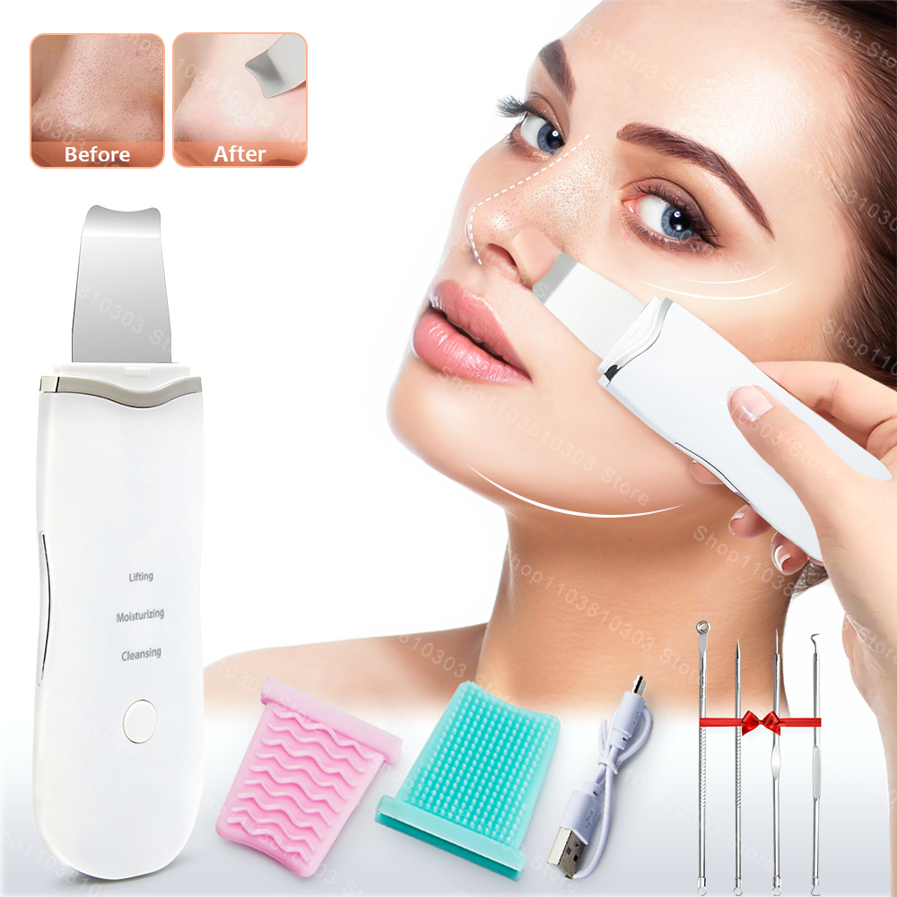 Elektrik Ultrasonik Cilt Yıkıcı Titreşim Yüz Spatula Peeling Blackhead Remover Yüz Kaldırma Temizlik Ultrasonik Cilt Bakımı