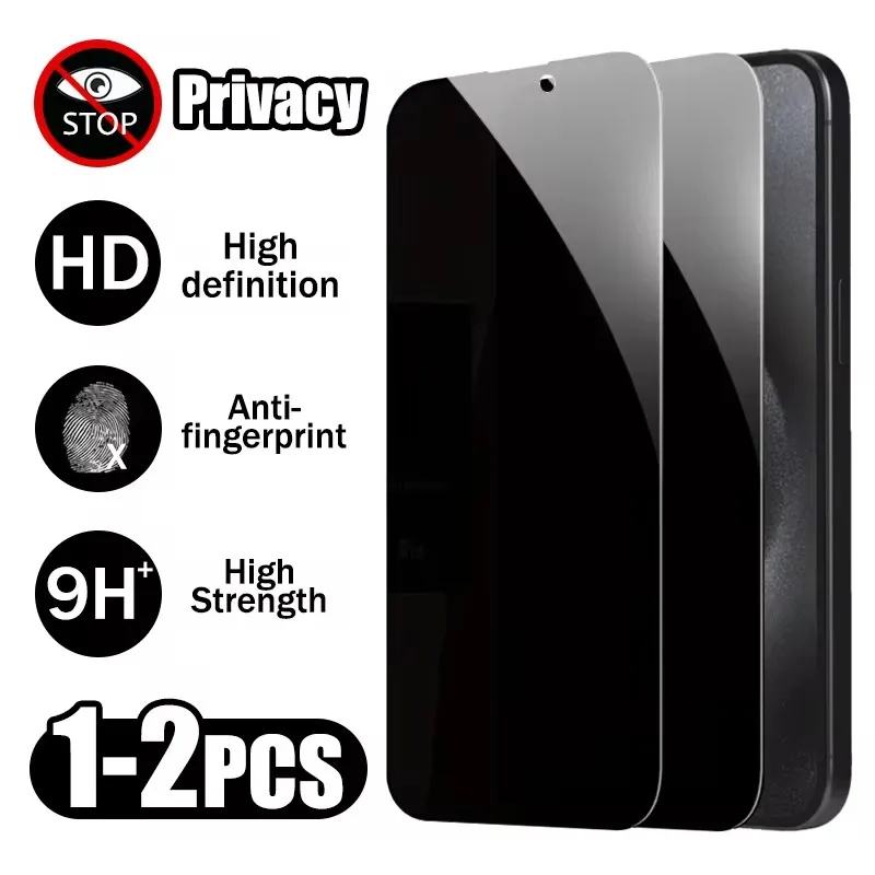 1-2Pcs Anti-Spy Glass For iPhone 15 14 13 12 11 Pro Max Mini 7 8 Plus Privacy Screen Protector For iPhone 16 PRO XR XS MAX X SE