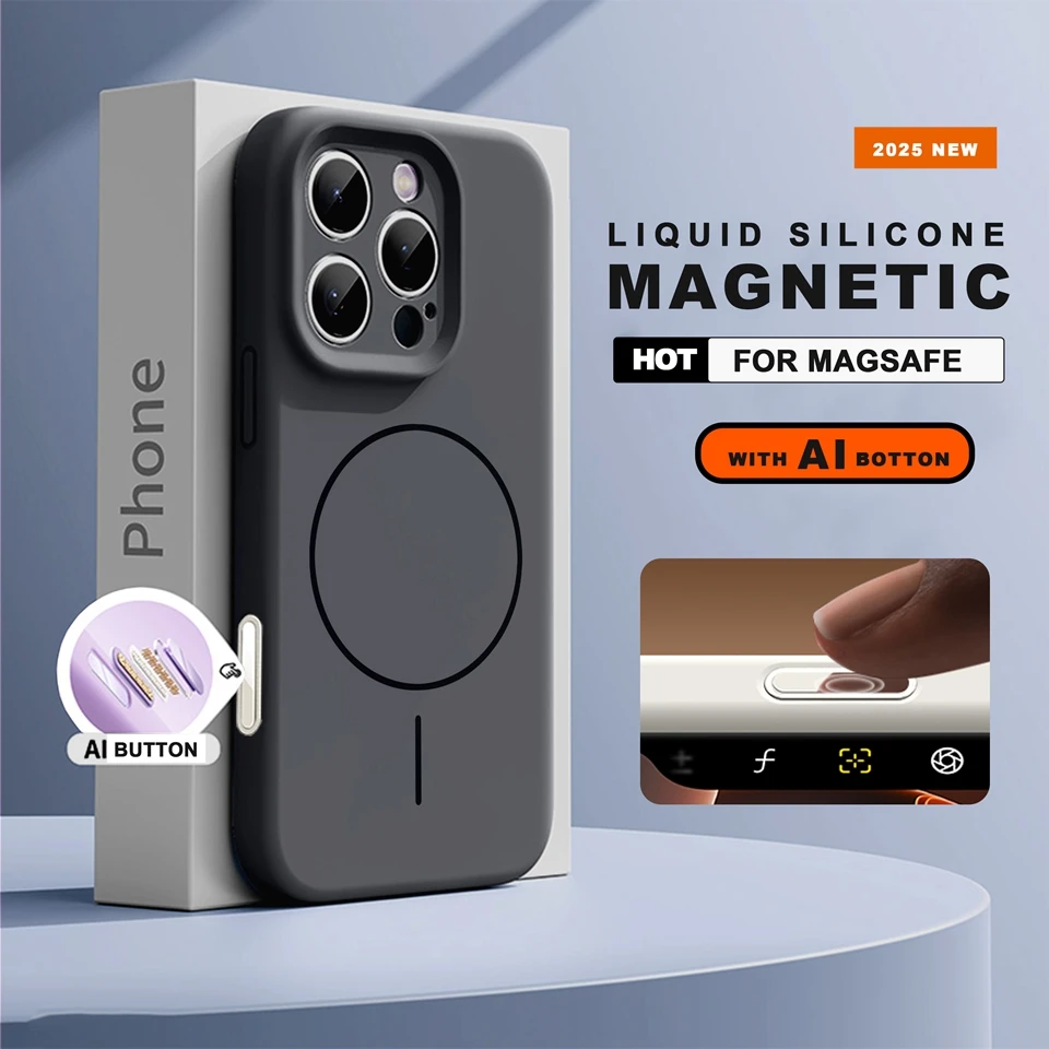 Liquid Silicone Magnetic Phone Case For iPhone 15 14 16 Plus 11 12 13 16 Pro Max Magsafe Official Charge Protector Soft Cover