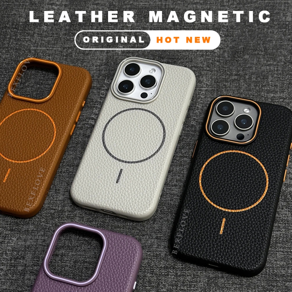 Leather Magnetic Phone Case For iPhone 15 14 13 12 11 16 Pro Max Plus SE XR X XS MAX For Magsafe Wireless Charge Protector Cover