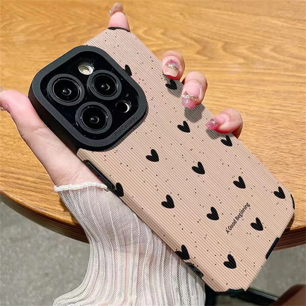 Fashion Little Love Heart Phone Case For iPhone 14 12 15 11 13 16 Pro Max Mini X XS XR 78 Plus Silicone Leather Shockproof Cover