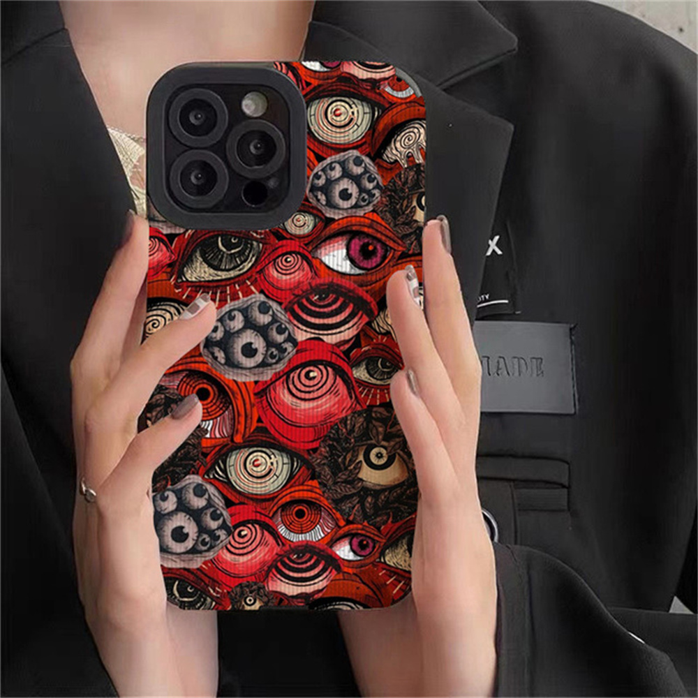 Fashion Spooky Scary Red Eye Silicone Case For iPhone 13 14 15 16 Pro Max 11 12 Mini 7 8 Plus X XR XS MAX Soft Shockproof Cover