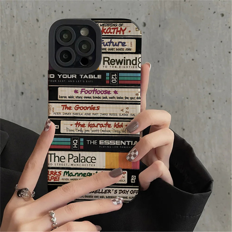 Fashion Art Letter Label Silicone Leather Case For iPhone 16 15 Plus 11 14 Pro Max 12 13 Mini X XS XR 7 8 Shockproof Full Cover