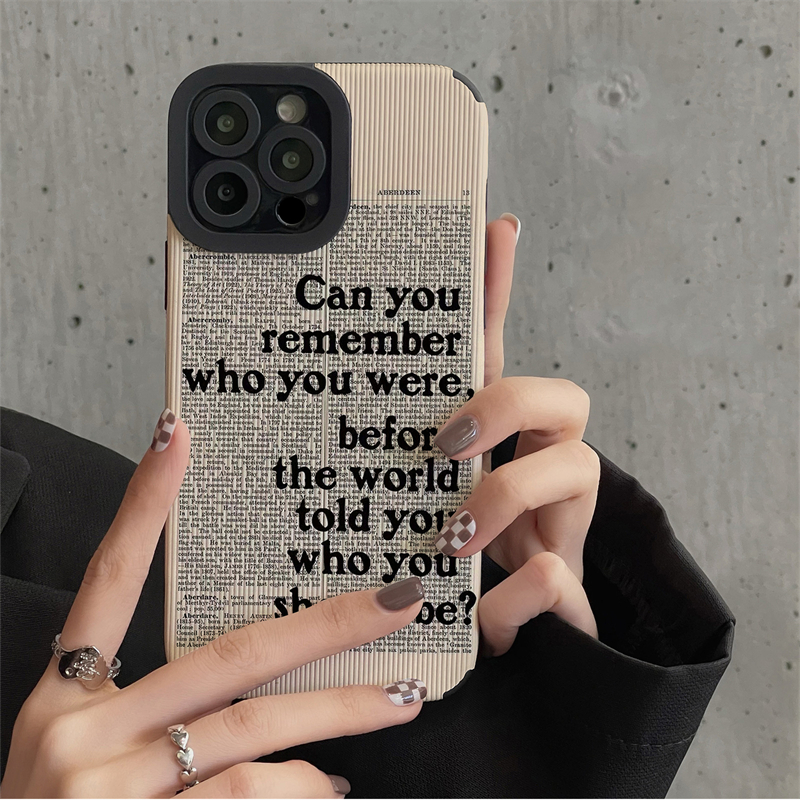 Fashion Black Letter Silicone Leather Case For iPhone 15 12 11 13 Mini 14 16 Pro MAX X XR XS 7 8 Plus SE Paper Pattern Cover