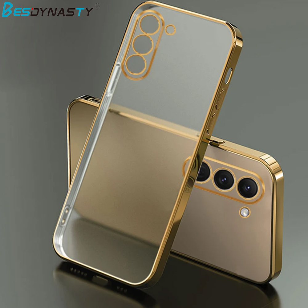Luxury Plating Transparent Case For Samsung Galaxy S24 FE S25 Ultra S23 Plus S22 S21 FE Clear Silicone Back Cover