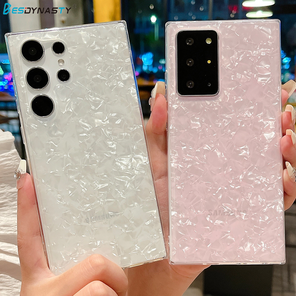 Luxury Glitter Dream Shell Marble Case For Samsung S25 S24 Ultra S23 S22 Ultra S21 Plus Thin Soft Silicone Shockproof Cover