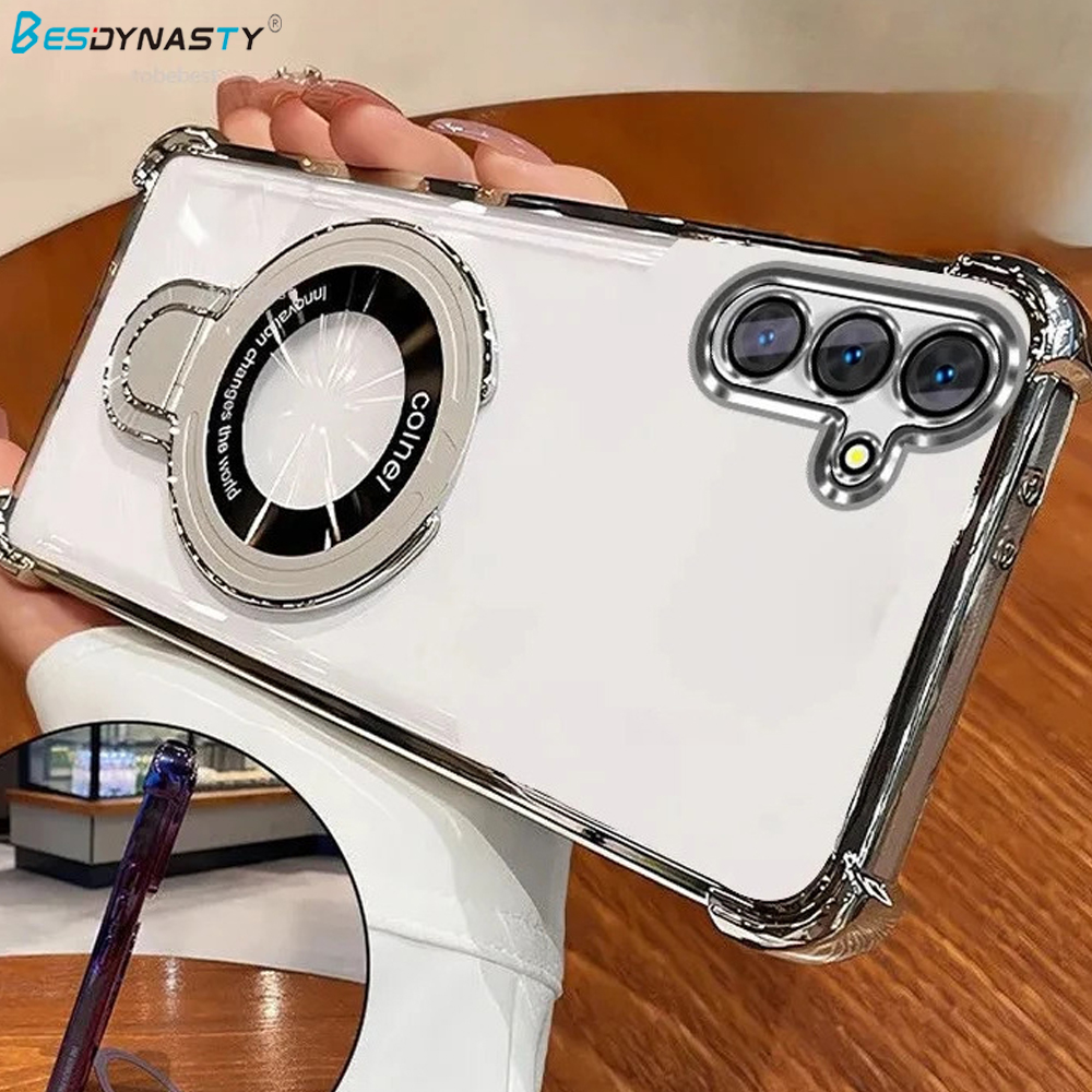 Shockproof Plating Magnetic Bracket Magsafe Case For Samsung Galaxy A16 A26 A36 A56 A06 A15 A25 A35 A55 A14 A24 A34 A54 4G 5G